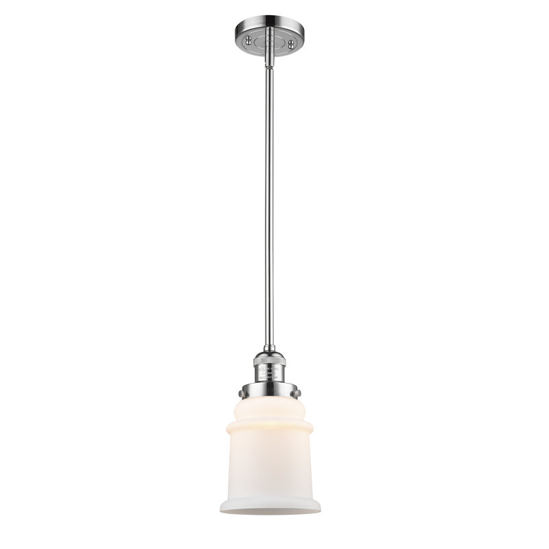 Galaviz 1 - Light Single Pendant, Polished Chrome, Matte White Cased, 6 Watt Vinage LED Bulb