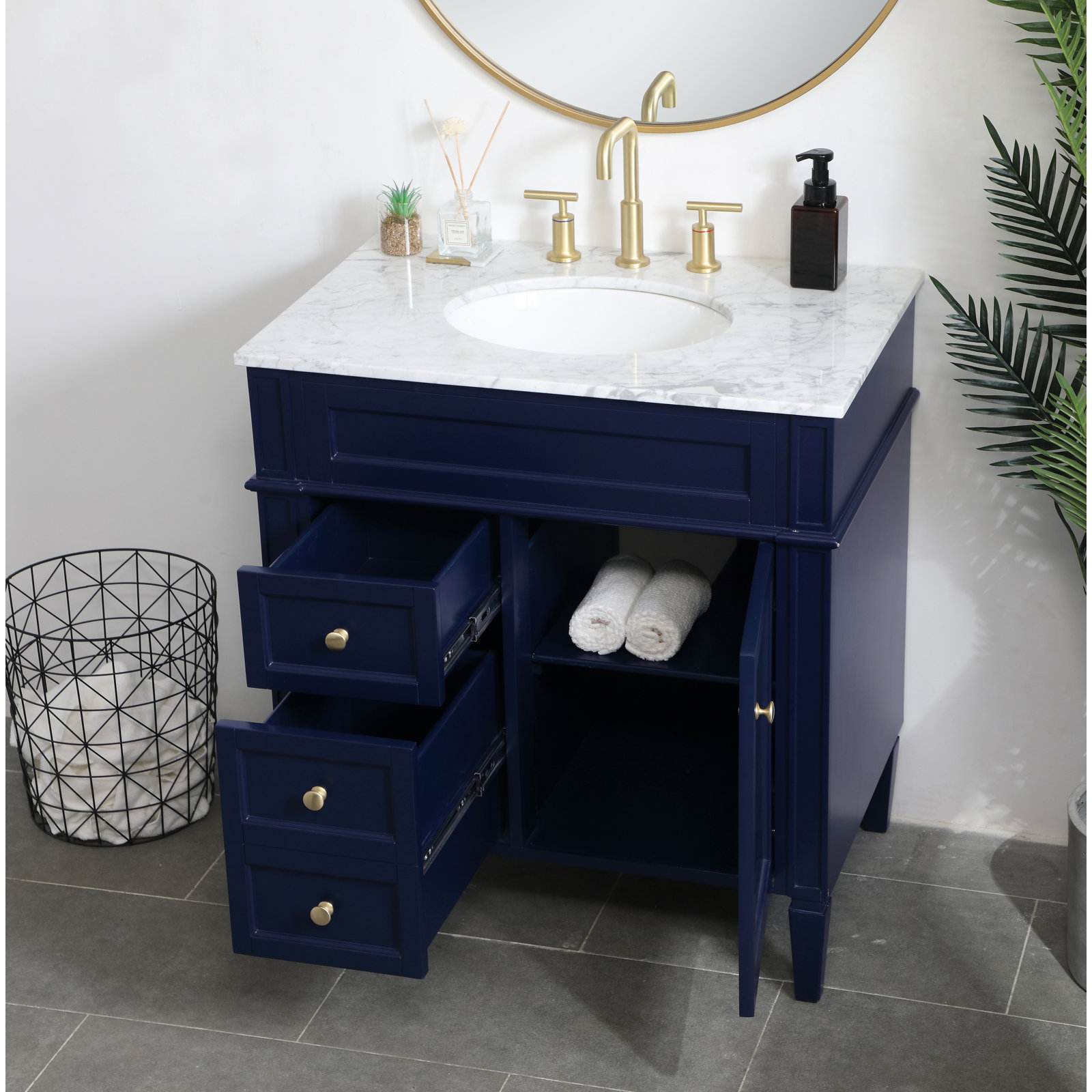 Rivers 32'' Single Bathroom Vanity, Blue