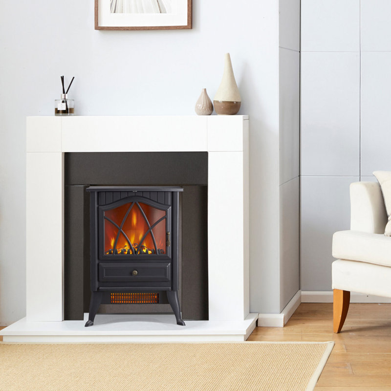 Amorette Marlow Home Co. 38.2cm W Electric Fireplace, Black