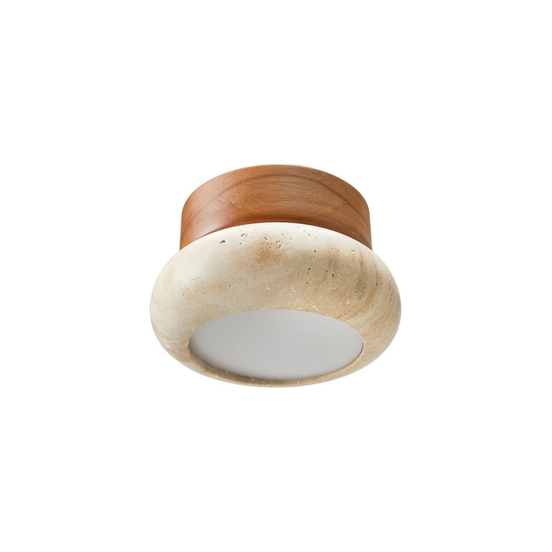 Lampe murale élégante en bois, chêne et beige, 9 x 5 po | Élégant capuchon en travertin (6 po x 2 po) | 1 x douille G9 (10 W maximum) | Parfait pour le salon, la chambre à coucher et le couloir | IP20, ampoule non incluse