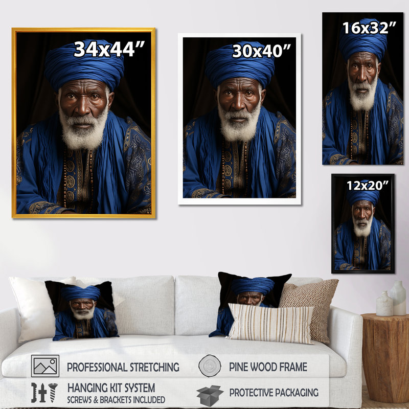 Portrait arabe berbère dans l'atlas I, H 32 po x l 16 po x P 1 po, Cadre simple noir