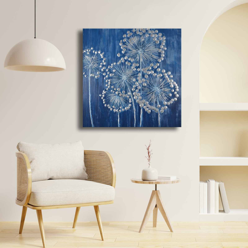 «Blue Dandelion Burst», art mural sur toile
