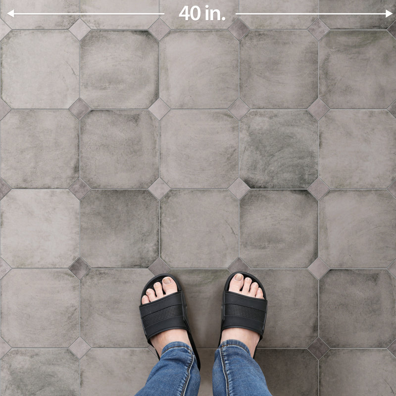 Laverton Octagon W/Taco 7-7/8 In. X 7-7/8 In. Porcelain Floor And Wall Tile, Gray