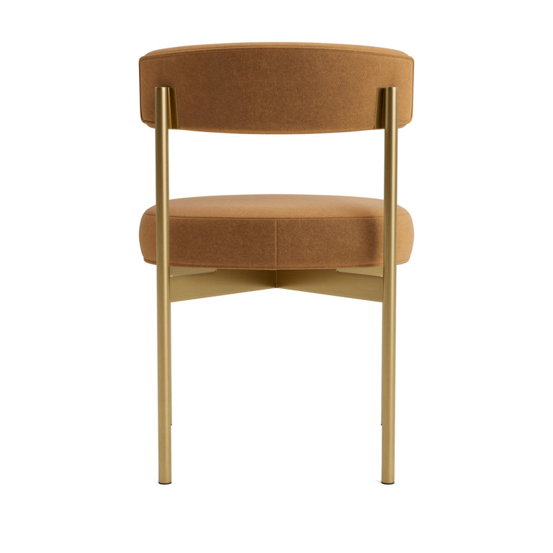 Remy Upholstered Dining Chair, Performance Velvet - Hazelnut, Brushed Brass