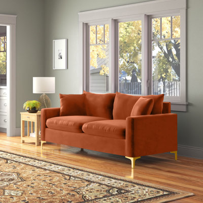 Naomi 81.5" Velvet Square Arm Sofa