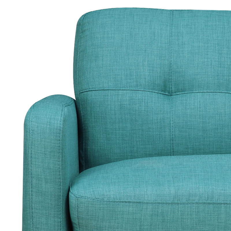 Higbee 88.9cm Wide Tufted Polyester Armchair, Teal Polyester Blend