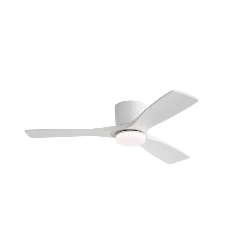 Ventilateur de plafond encastré 48 po 3 pales en bois massif sculpté 6 vitesses CC réversible silencieuse pour l'intérieur avec ensemble de lumière à intensité variable et télécommande