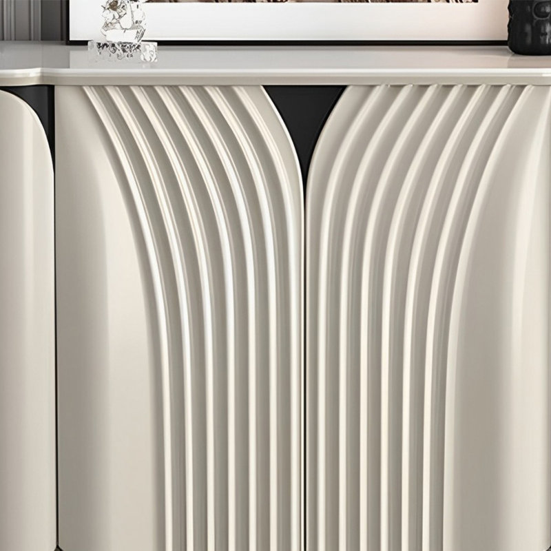 Buffet moderne et luxueux avec 4 portes, Blanc grisâtre, H 41,34 po x l 62,99 po x P 17,72 po