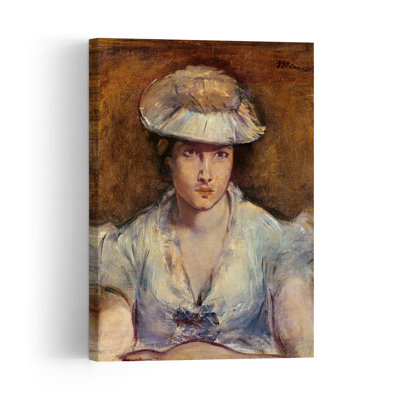 Young Girl Dressed In White Or Marguerite Gauthier-Lathuille, C.1878 Impressionist Abstract Contemporary Portrait Wall Art Print by Edouard Manet - 1 Piece Wrapped Canvas Wall Art