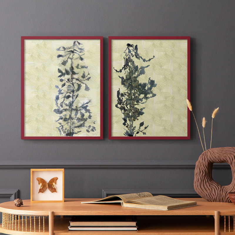 «Chinoiserie 2 Tan», impression encadrée de qualité supérieure - prête à être accrochée - aucun clou requis - aucun clou requis