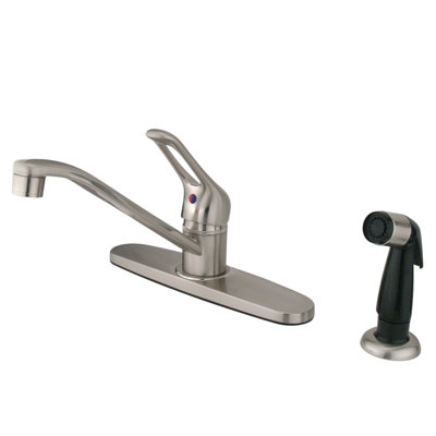 Kingston Brass Wyndham One-Handle 4-Hole 8" Centerset Kitchen Faucet with Side Sprayer