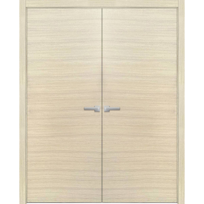 Panelled Wood Planum French Doors, 64" x 96", Natural Veneer