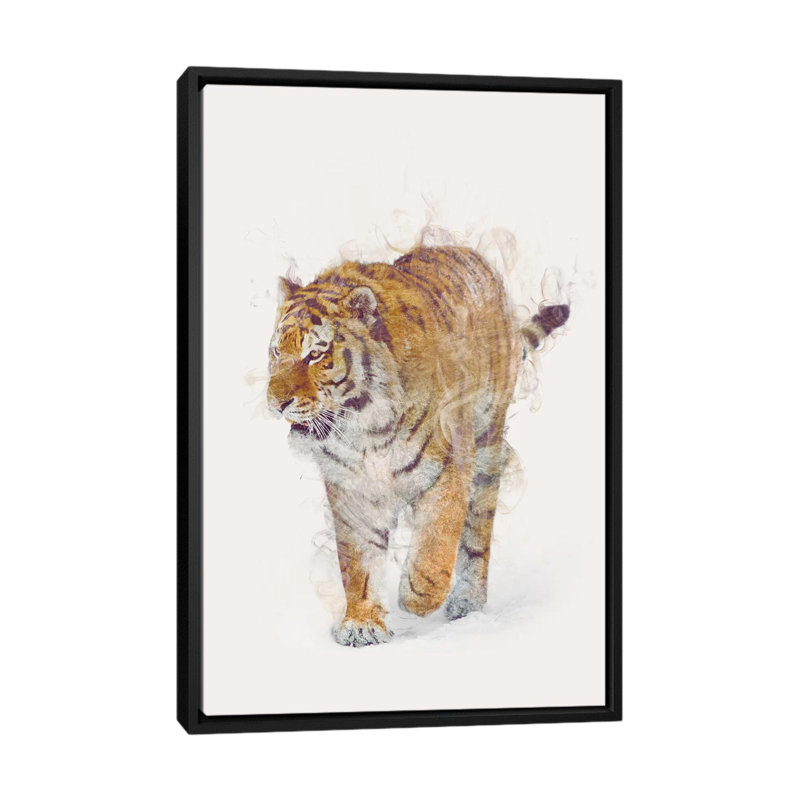 «The Tiger», impression sur toile tendue, H 48 po x l 32 po x P 1,5 po, Toile avec cadre noir, Pas de tapis