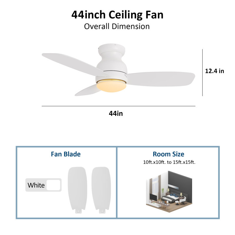 Frederikson 44'' Ceiling Fan with LED Lights, White
