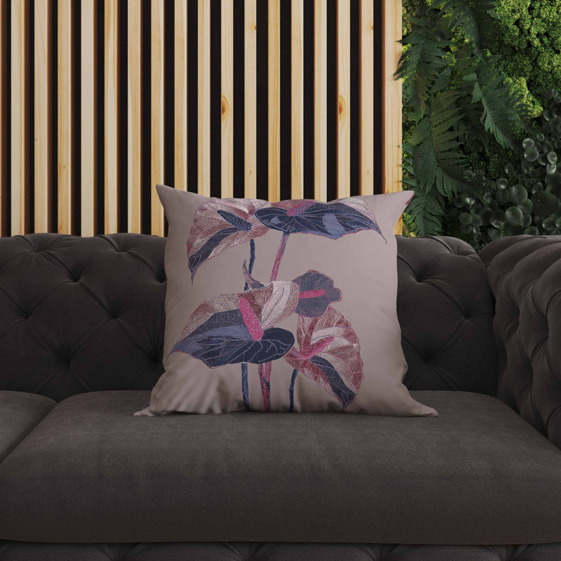 Coussin intérieur / extérieur Anthurium Bloom, Square 20", Pink/Purple