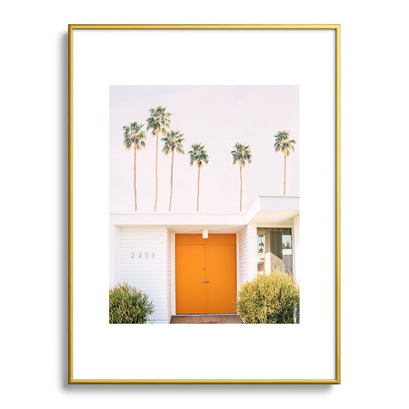 Palm Springs encadré sur papier, Or, H 24 po x l 18 po