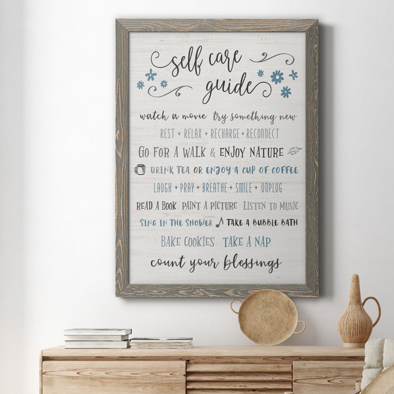 " Guide To Self Care ", Grey, 20" H x 17" W x 1" D