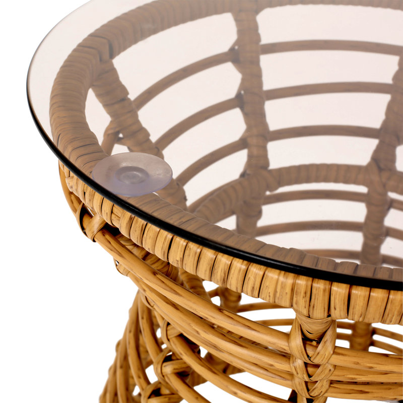 Richfield Glass Top End Table, Brown