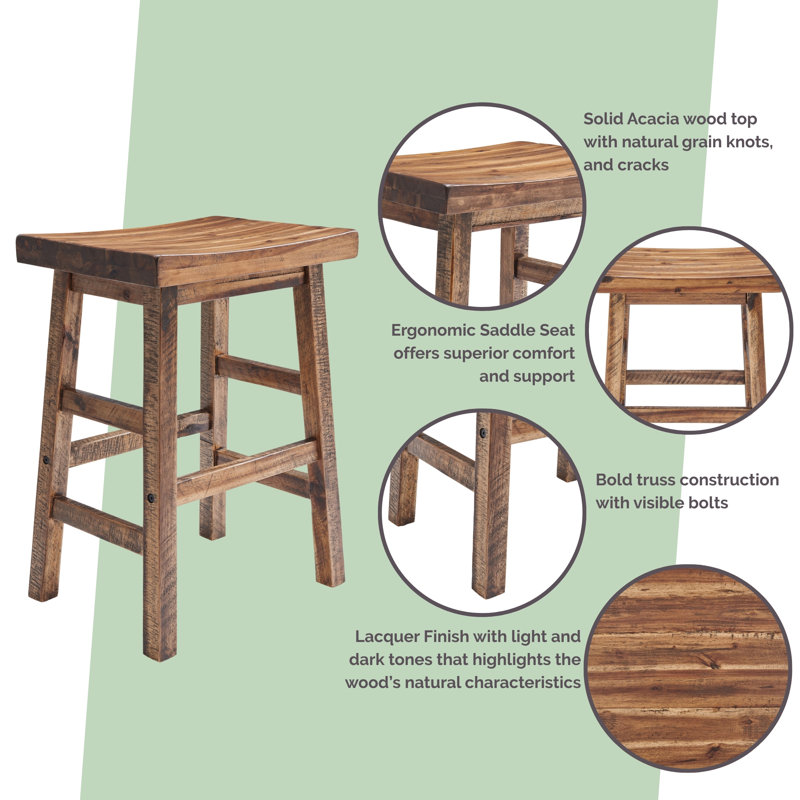 Durango 26" Solid Acacia Wood Counter Stool, Counter Stool (26" Seat Height)