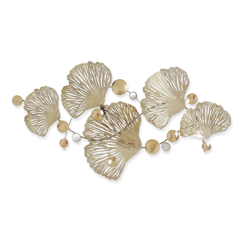 Décoration murale feuille de ginkgo en métal - 27 po x 27 po