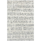 Wool Geometric Area Rug in Ivory And Charcoal