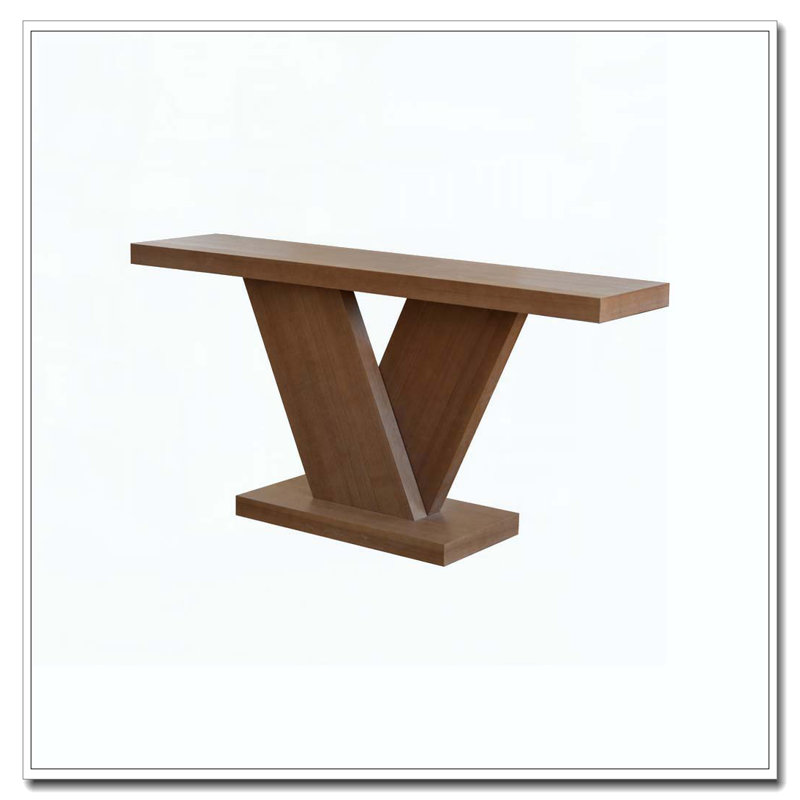66" L Modern X-Leg Console Table with Solid Wood Veneer, Walnut