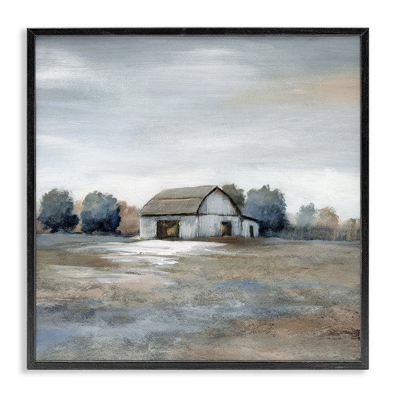 Art de giclée noire encadrée par campagne, tons neutres, Giclée encadrée noir minuit, H 17 po x l 17 po x P 1,5 po