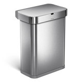 simplehuman 58L rectangular sensor can with voice and motion control, brushed stainless steel