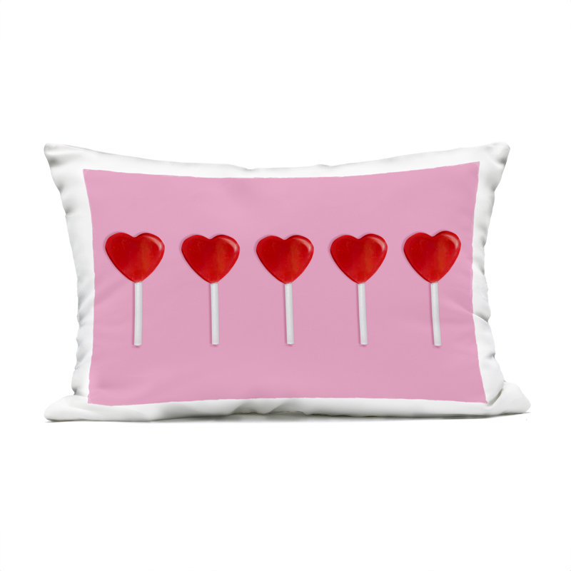 Coussin d'extérieur imprimé Valentine's Heart Pops, par Lish Creative, 14 x 7 x 20