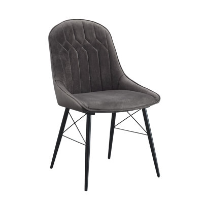 Chaise d'appoint en tissu gris foncé de 2 avec finition noire, coussins revêtus de rainures, matériau en mousse de contreplaqué en métal, charge de 220 lb, dossier à hauteur de 16 po et 2, siège, structure, support de poids, 18 po