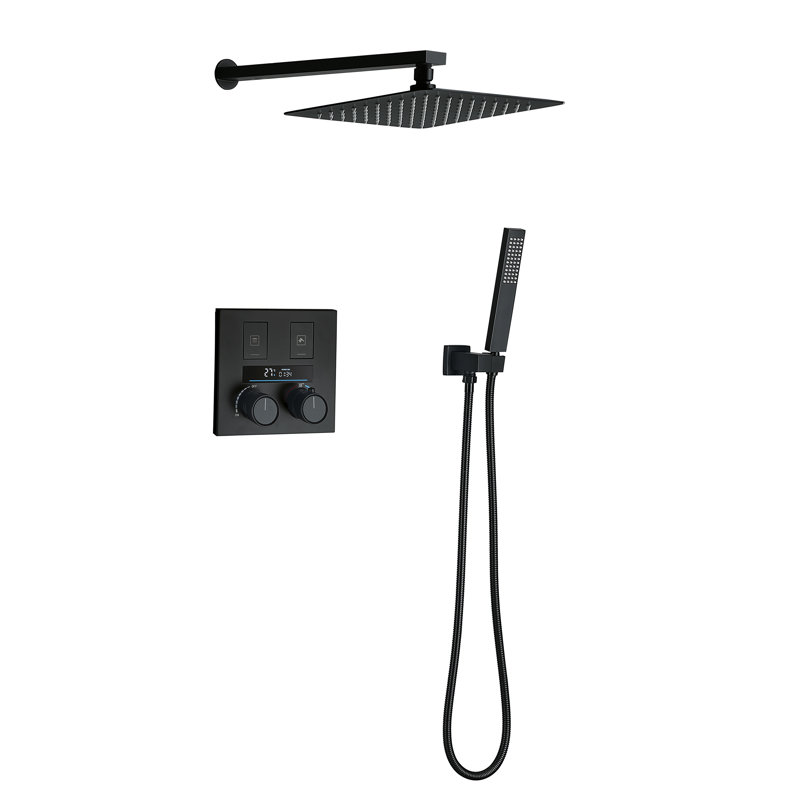 Double Function Digital Display Thermostatic Shower System With Rainfall Showerhead & Hand Shower