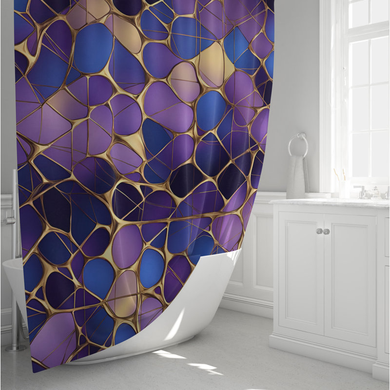 Shower Curtain Blue;Purple;Gold CBSH00035, 72" H x 70" W