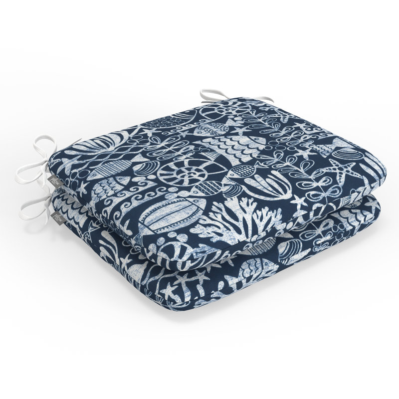 Ophelia & Co. Marine Indoor/Outdoor Chair Seat Cushion with Ties