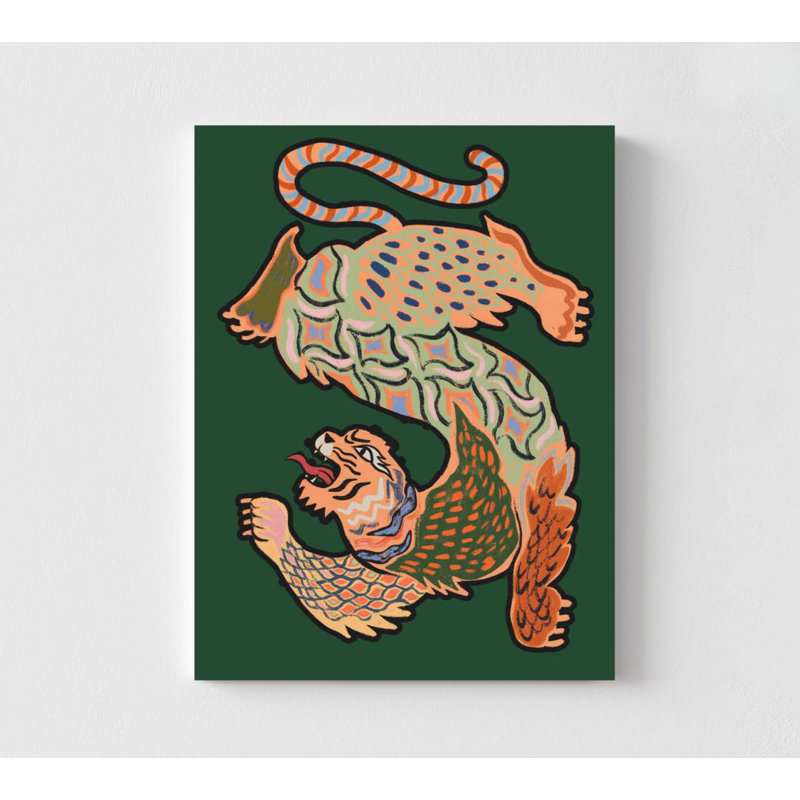 Impression d'art Mythical Tiger Serpent: décoration murale géométrique, Ne s’applique pas, H 16 po x l 12 po