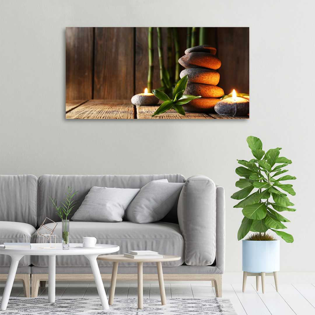 Zen Stones With Bamboo - No Frame Print on Canvas