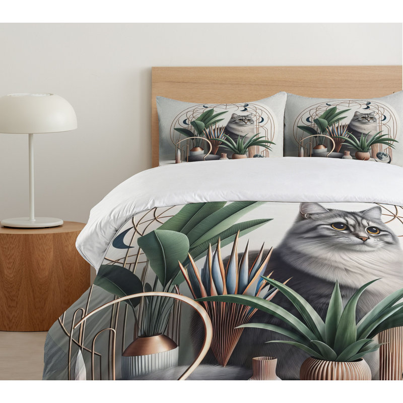 Cat Duvet Cover, California King Duvet Cover + 2 Standard Shams