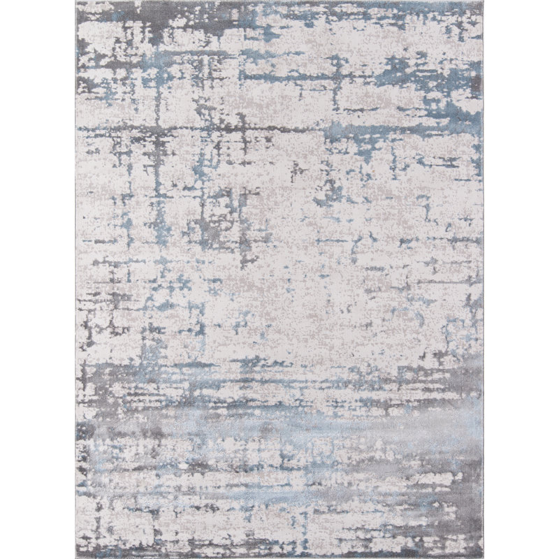 Tapis gris tissé à la machine Thrapst, Rectangle 5 pi 3 po x 7 pi 6 po