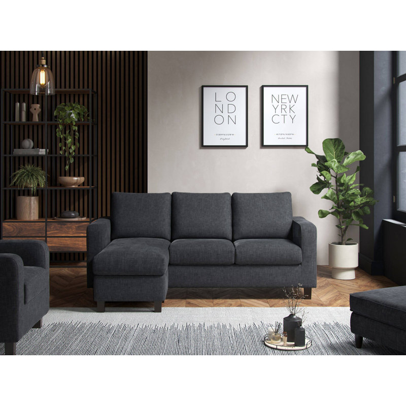 Ava 3 Seater Corner Sofa, Grey Linen