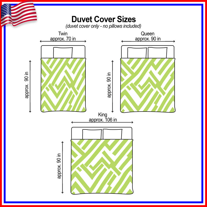 Green Maze Pattern Duvet Covers, Twin