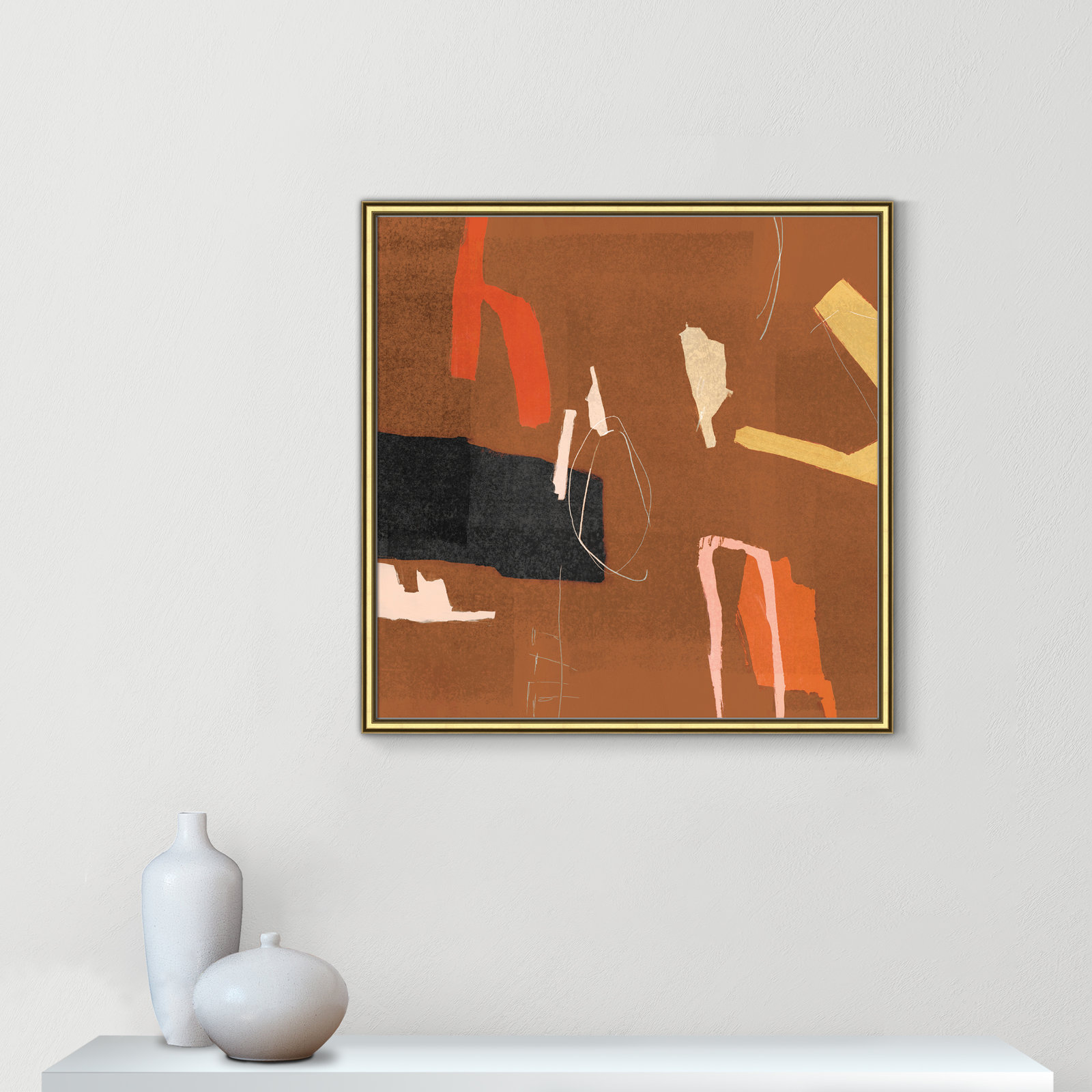 Ira "Ultra I Cinnamon Version" Painting, Gold, 28.75" H x 28.75" W x 0.875" D