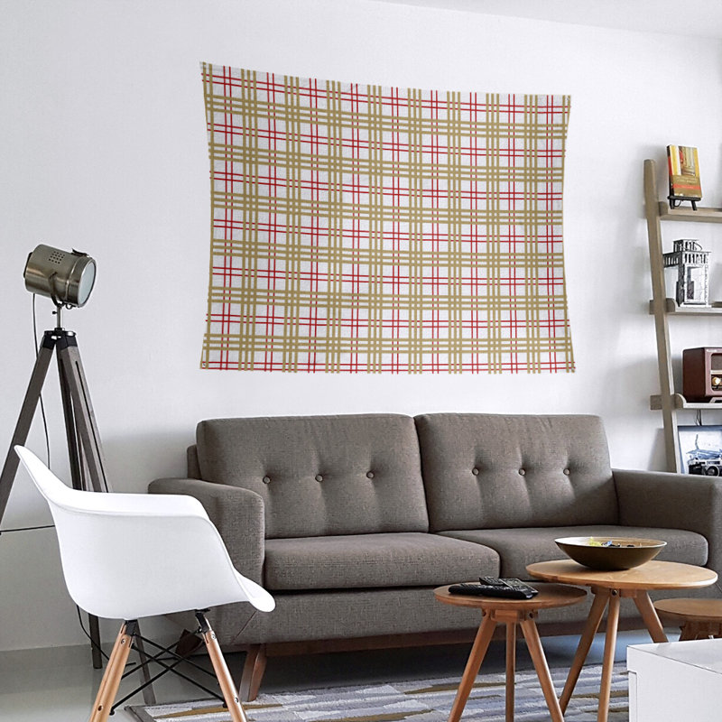 Tapisserie de luxe San Francisco en microfibre, H 88 po x l 104 po, Blanc / rouge / doré
