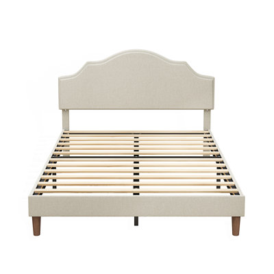 Structure de lit, lit plateforme tapissier avec tête de lit réglable
