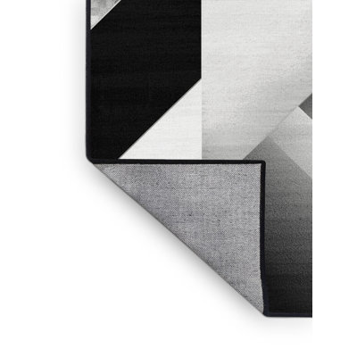 Machine Washable Arverne Modern & Contemporary Checkered Rug in Black – Black Binding