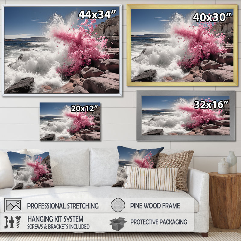 " Coastal Seashore Serenade I ", 30" H x 40" W x 1.5" D, Natural Floater Framed