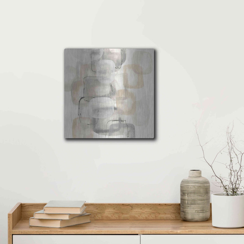 Art mural en métal Wrought Studio «Neutral Stacking I» par Chris Paschke, H 12 po x l 12 po