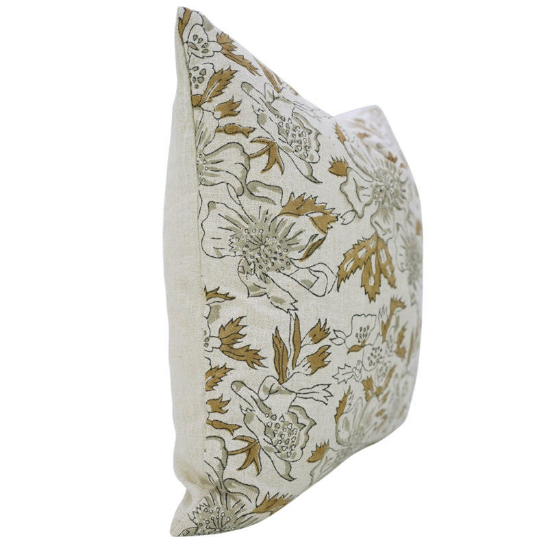 Housse de coussin de style bohème Fab divine - Art imprimé à la main pour la décoration intérieure, feuille de papaye, brun