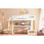Lit mezzanine double avec bureau, tablettes, rangement - bureau blanc naturel et style simple