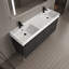Meuble-lavabo autoportant 60 po avec double lavabo en résine, armoire de rangement avec portes à fermeture douce (ensemble KD)