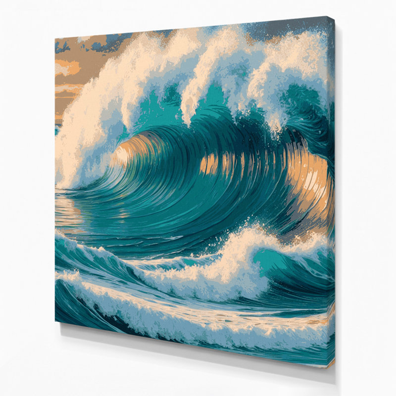 Hawaiian Breaking Waves, art mural sur toile bleue, H 16 po x l 16 po