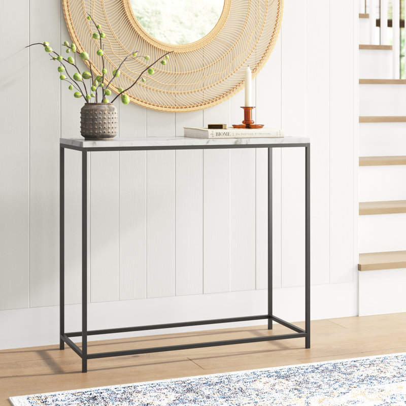 Console Girons, Noir, Marbre blanc